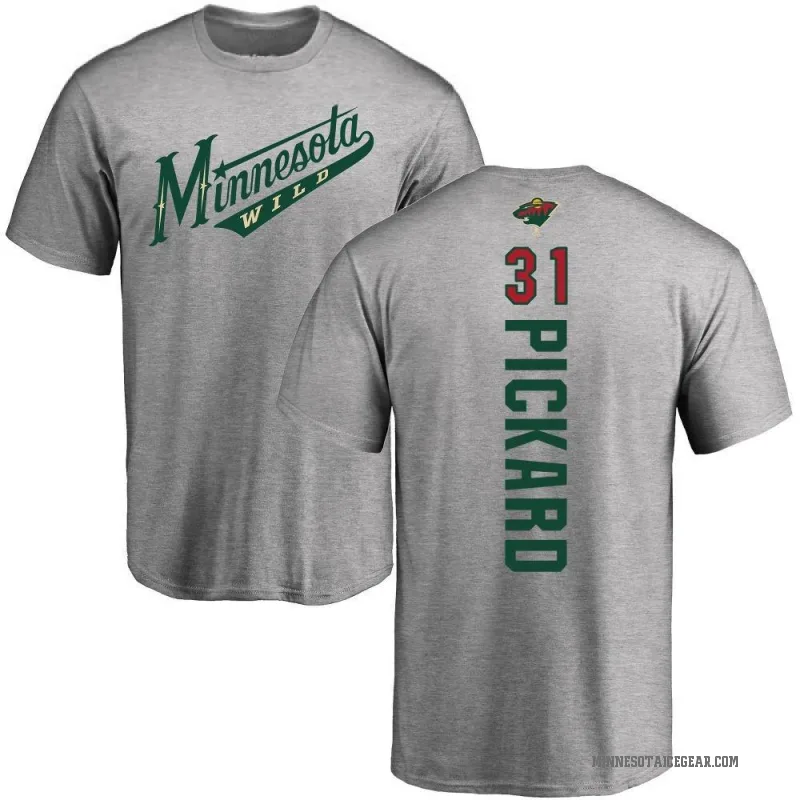 Calvin Pickard Men's Ash Minnesota Wild Backer T-Shirt -