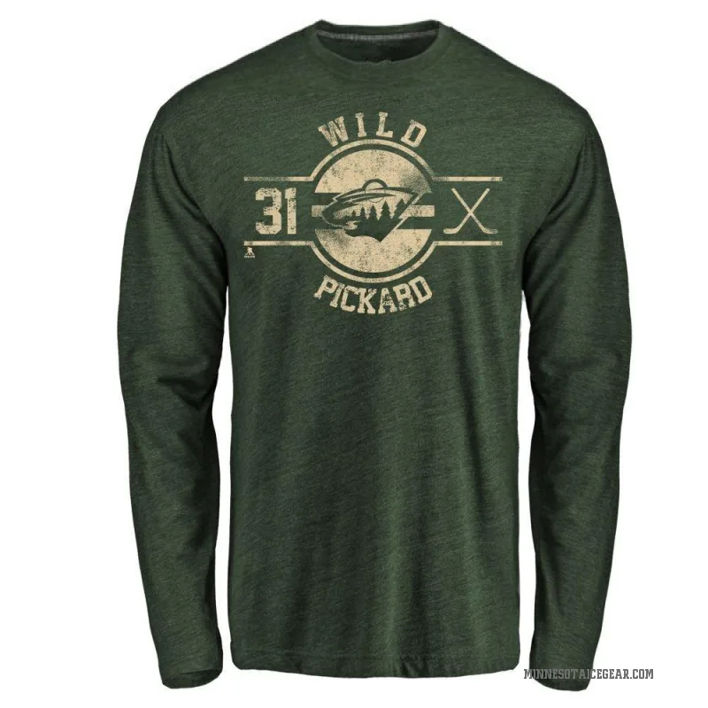 Calvin Pickard Men's Green Minnesota Wild Insignia Long Sleeve T-Shirt -