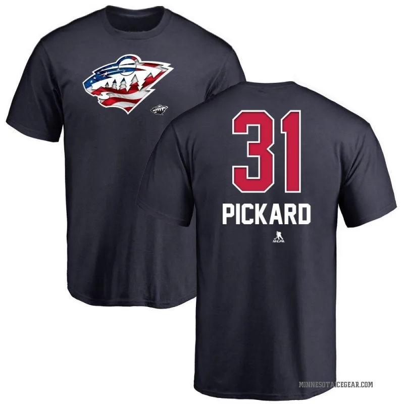Calvin Pickard Youth Navy Minnesota Wild Name and Number Banner Wave T-Shirt -