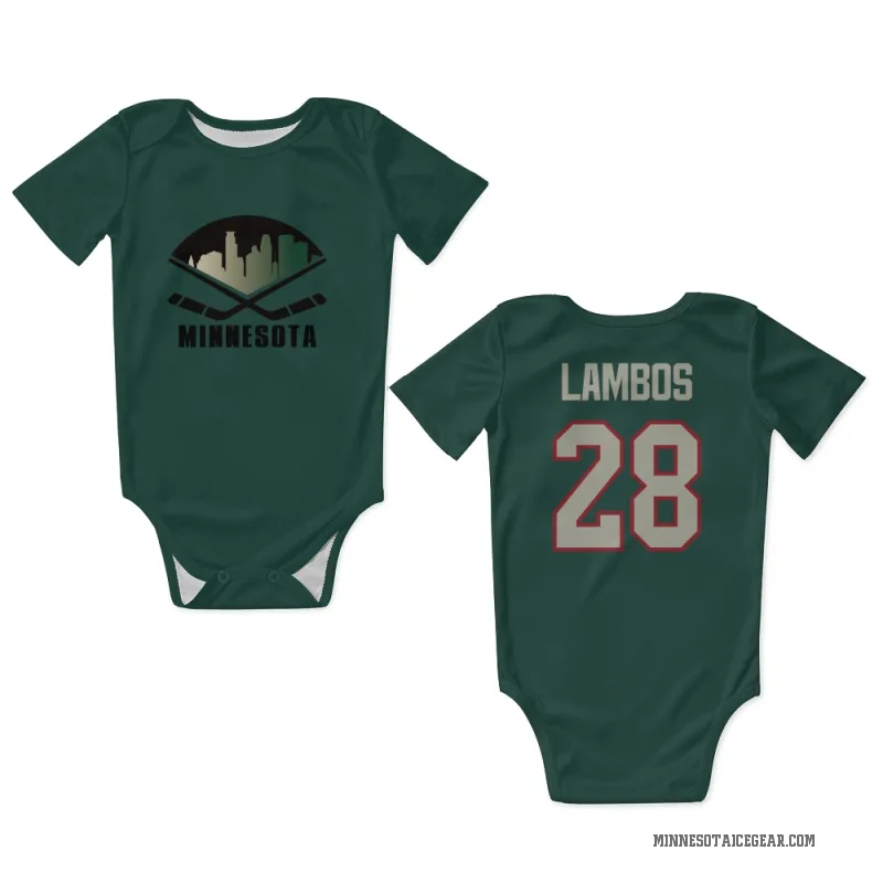 Carson Lambos  Green Minnesota Wild   Dark  Newborn & Infant Bodysuit