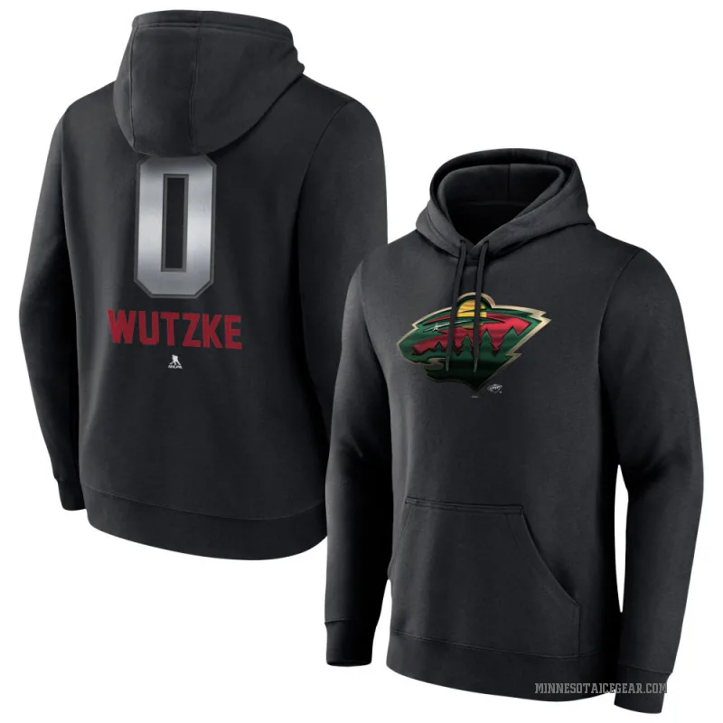 Chase Wutzke Youth Black Minnesota Wild Branded Midnight Mascot Logo Pullover Hoodie