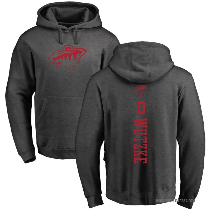 Chase Wutzke Youth Charcoal Minnesota Wild Branded One Color Backer Pullover Hoodie