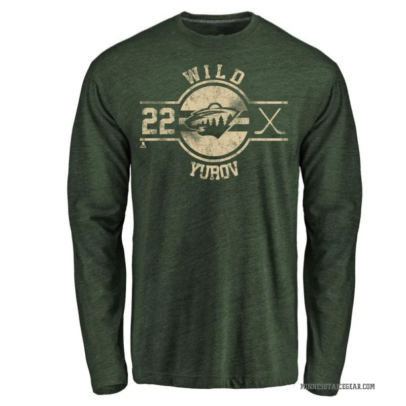 Danila Yurov Men's Green Minnesota Wild Insignia Long Sleeve T-Shirt -