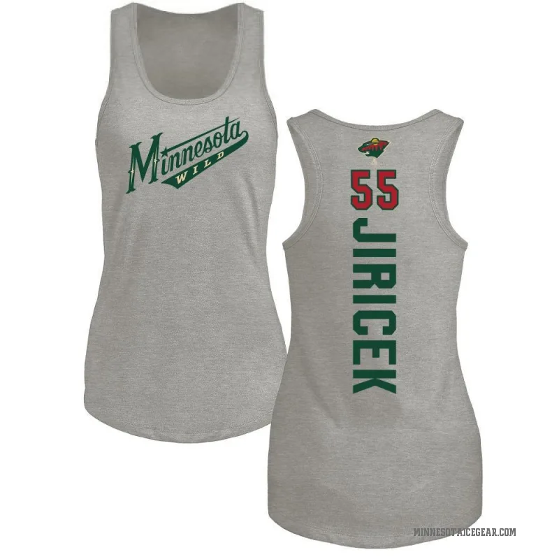 David Jiricek Women's Ash Minnesota Wild Backer Tank Top -