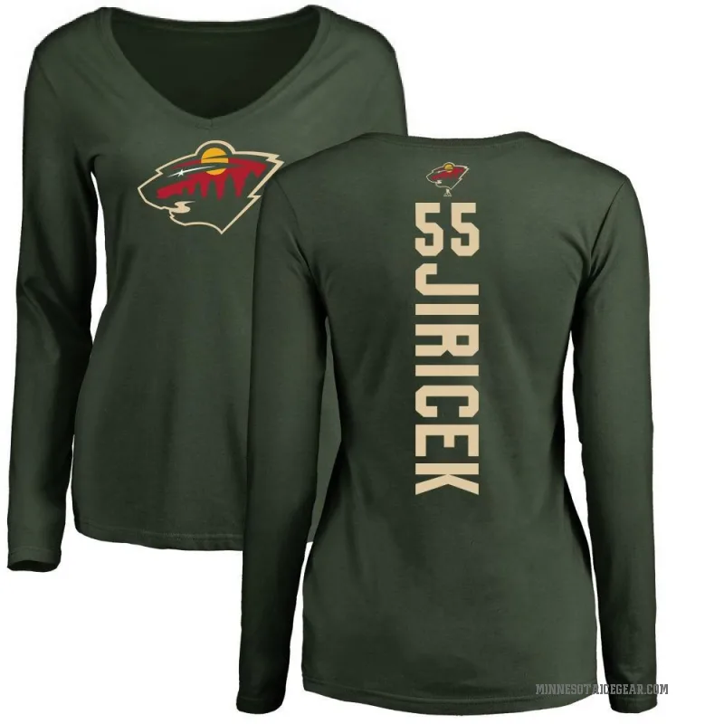 David Jiricek Women's Green Minnesota Wild Backer Long Sleeve T-Shirt -