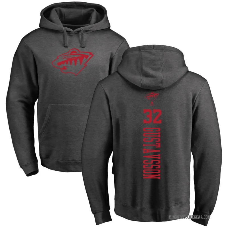 Filip Gustavsson Youth Charcoal Minnesota Wild Branded One Color Backer Pullover Hoodie