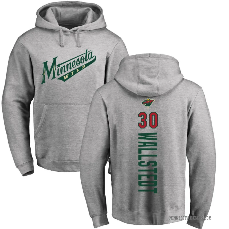 Jesper Wallstedt Men's Minnesota Wild Branded Ash Backer Pullover Hoodie