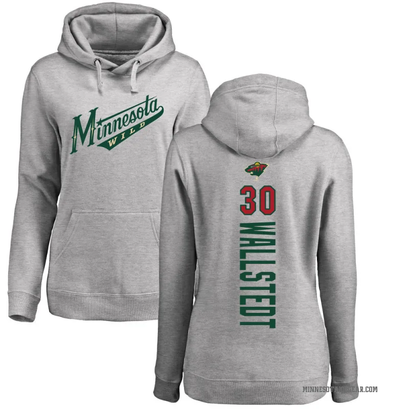 Jesper Wallstedt Women's Minnesota Wild Branded Ash Backer Pullover Hoodie