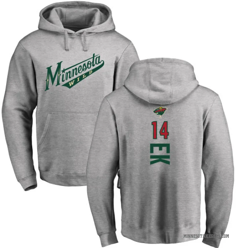 Joel Eriksson Ek Men's Minnesota Wild Branded Ash Backer Pullover Hoodie