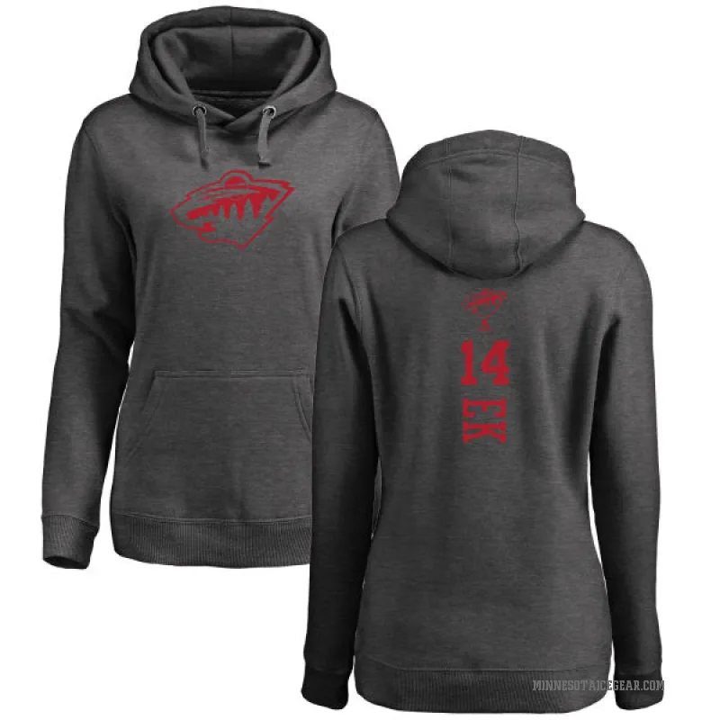 Joel Eriksson Ek Women's Charcoal Minnesota Wild Branded One Color Backer Pullover Hoodie