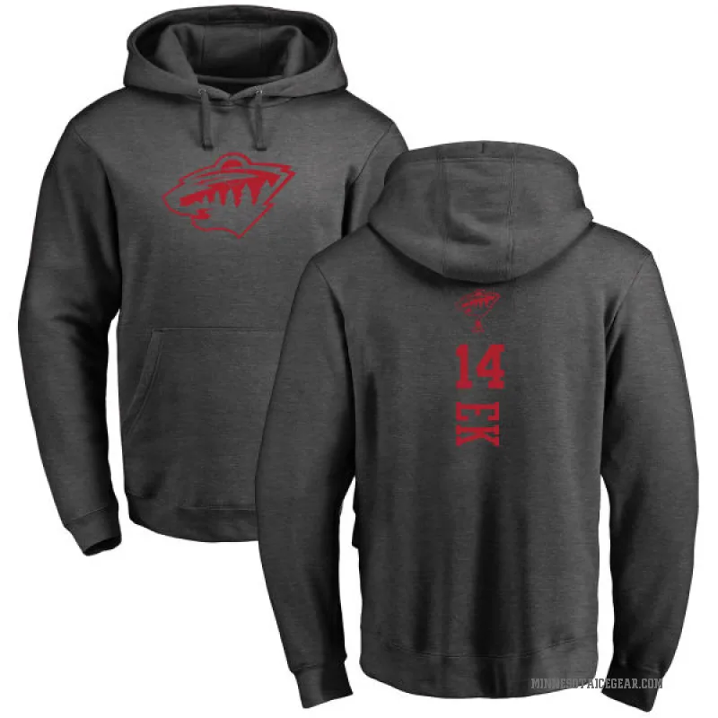 Joel Eriksson Ek Youth Charcoal Minnesota Wild Branded One Color Backer Pullover Hoodie