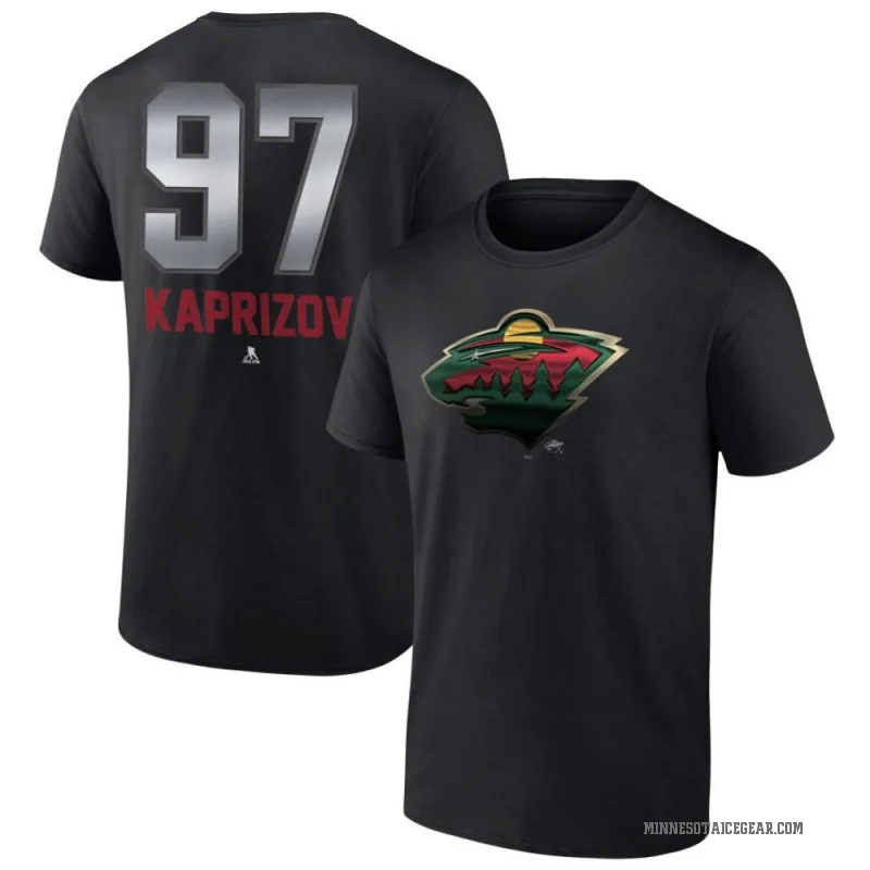Kirill Kaprizov Youth Black Minnesota Wild Midnight Mascot Logo T-Shirt