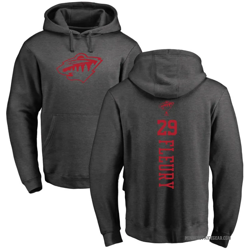Marc-Andre Fleury Men's Charcoal Minnesota Wild Branded One Color Backer Pullover Hoodie