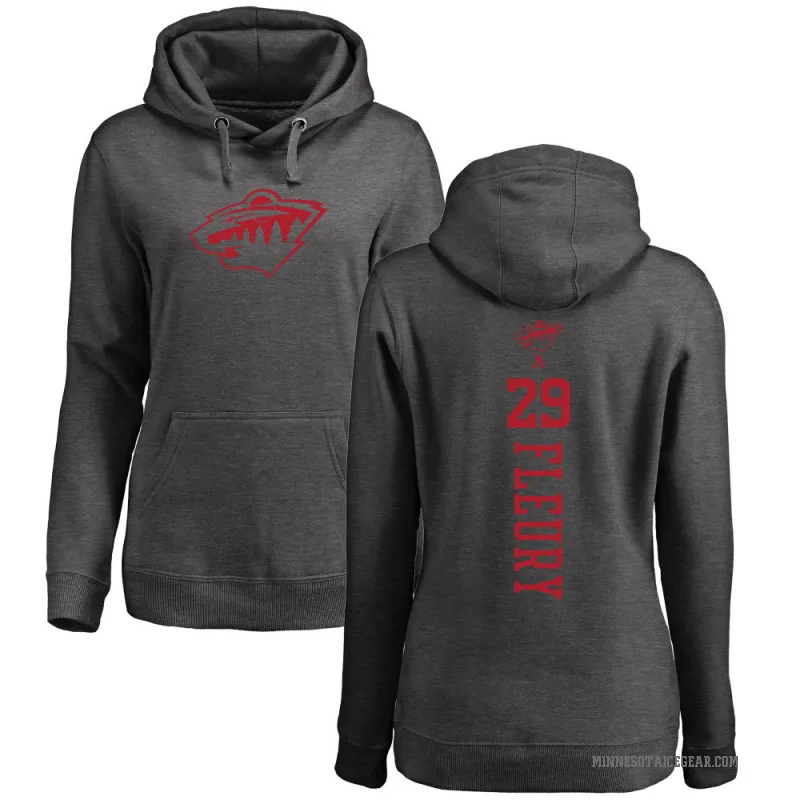 Marc-Andre Fleury Women's Charcoal Minnesota Wild Branded One Color Backer Pullover Hoodie