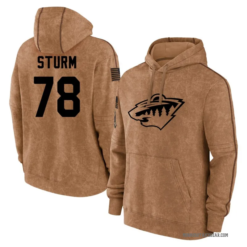 Nico Sturm Men's Brown Minnesota Wild 2023 Salute to Service Club Pullover Hoodie