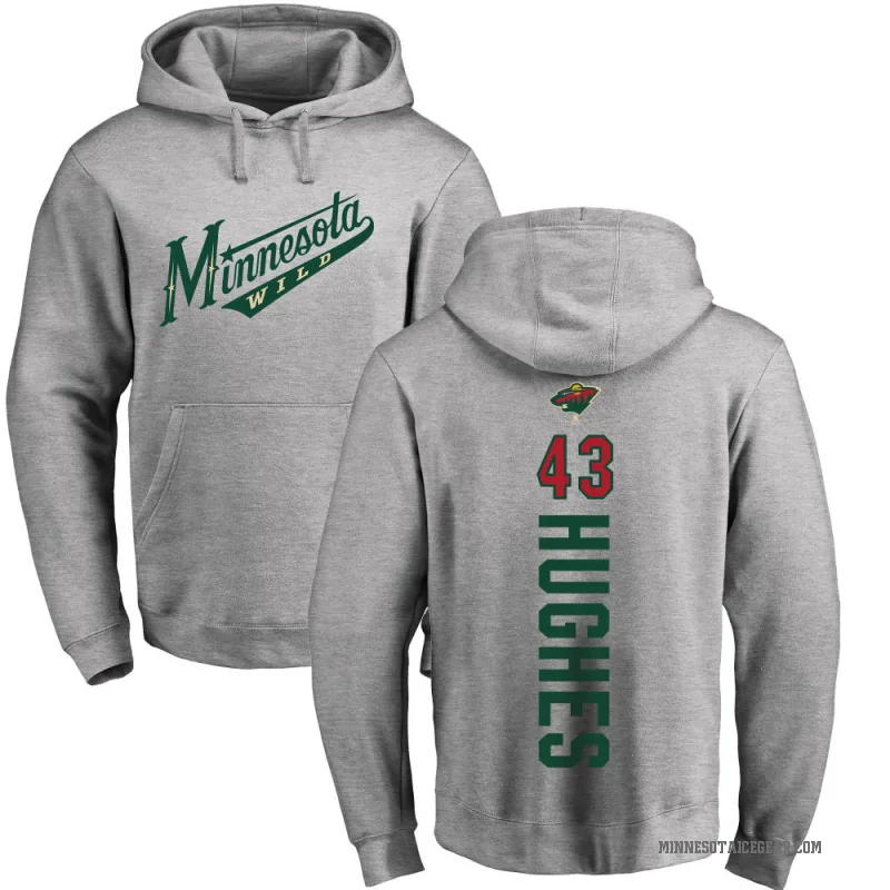 Quinn Hughes Youth Minnesota Wild Branded Ash Backer Pullover Hoodie
