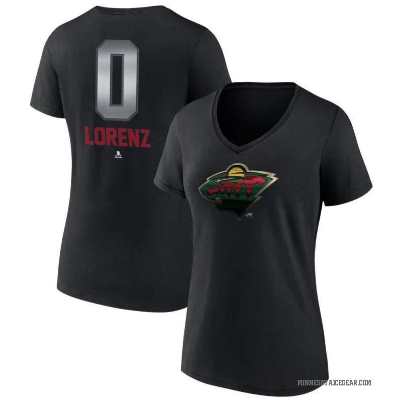 Rieger Lorenz Women's Black Minnesota Wild Midnight Mascot Logo V-Neck T-Shirt