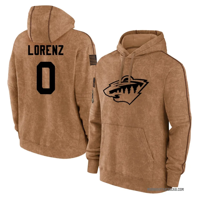 Rieger Lorenz Youth Brown Minnesota Wild 2023 Salute to Service Club Pullover Hoodie