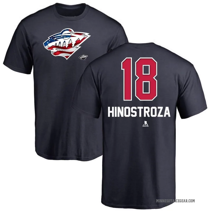 Vinnie Hinostroza Men's Navy Minnesota Wild Name and Number Banner Wave T-Shirt -