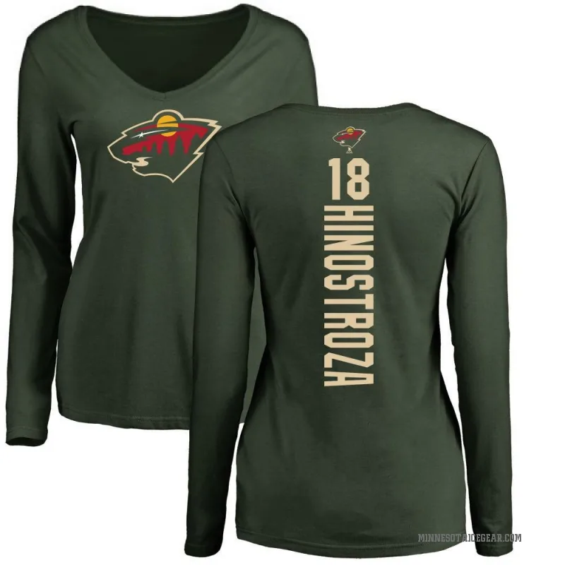 Vinnie Hinostroza Women's Green Minnesota Wild Backer Long Sleeve T-Shirt -