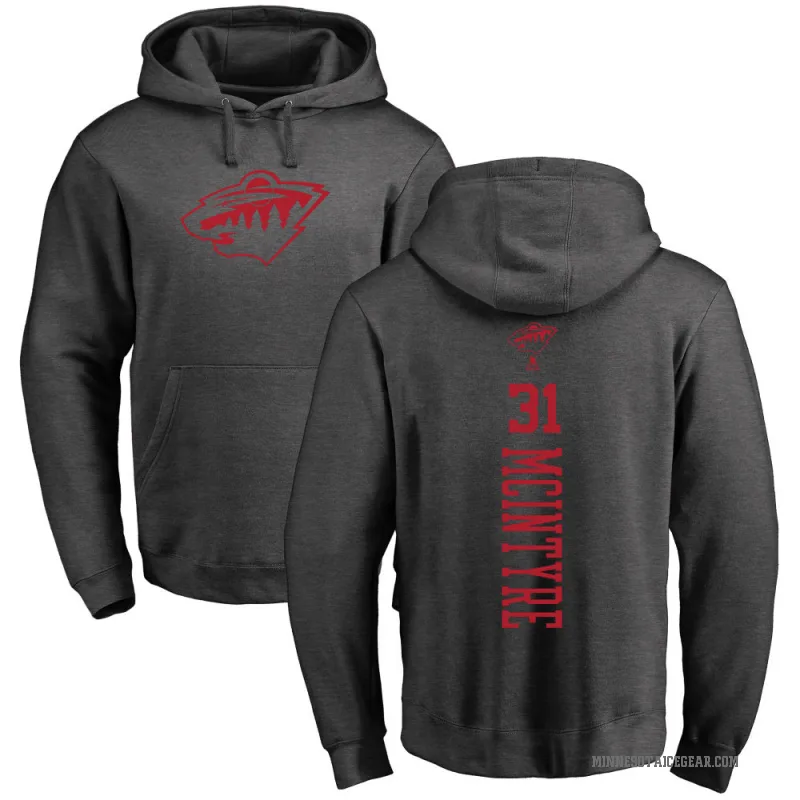 Zane McIntyre Men's Charcoal Minnesota Wild Branded One Color Backer Pullover Hoodie