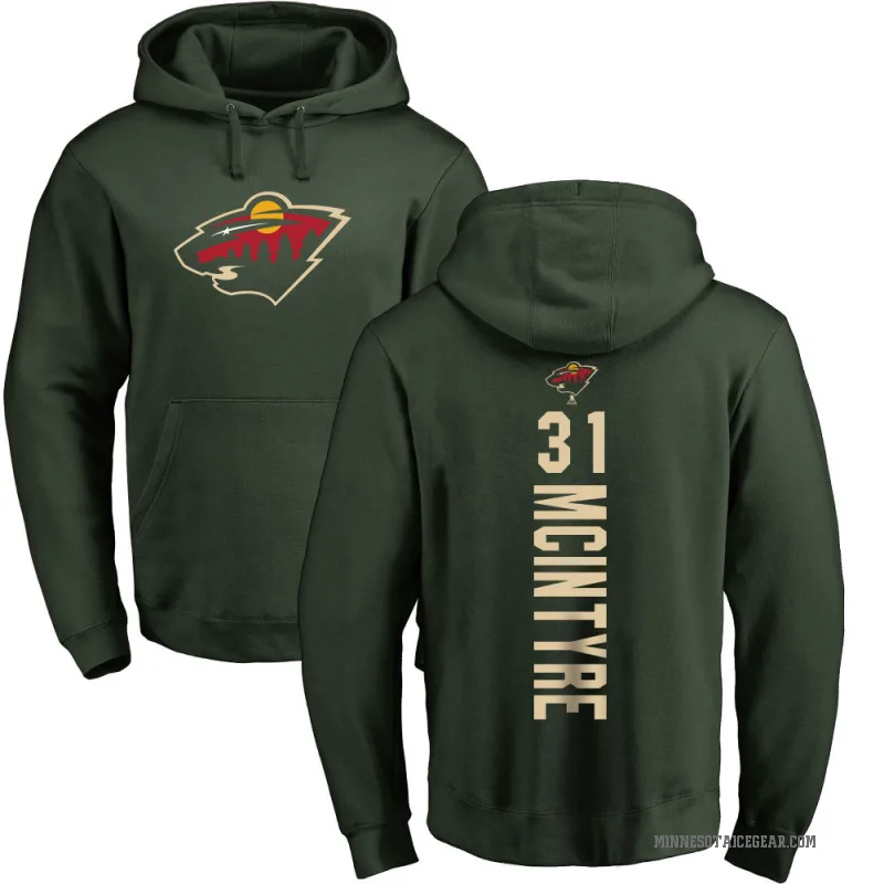 Zane McIntyre Men's Green Minnesota Wild Branded Backer Pullover Hoodie